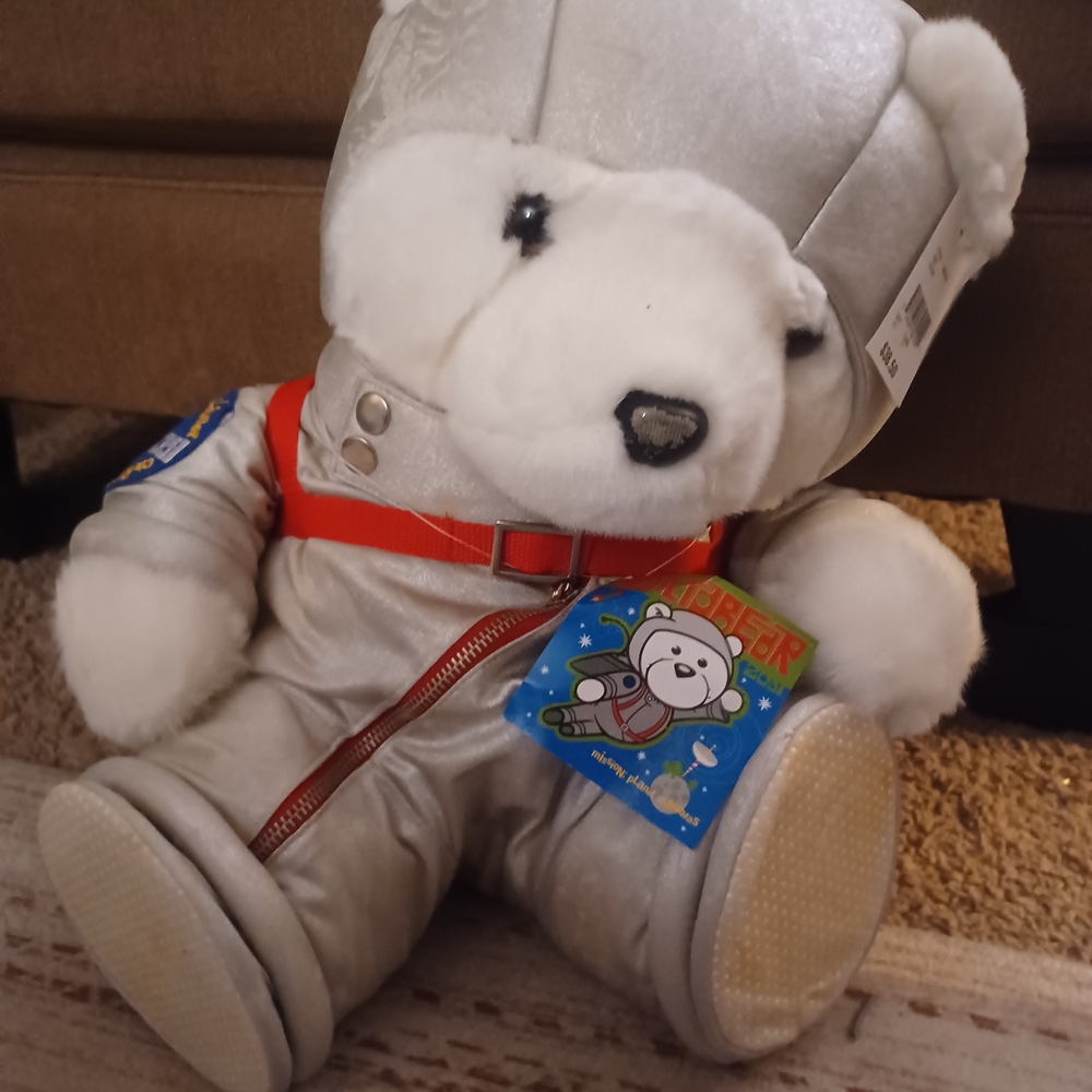 Space Explorer Plush Bear - Silver